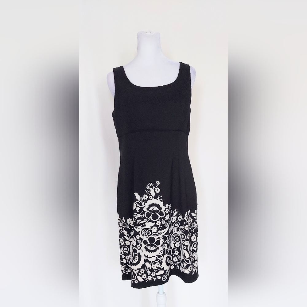 Ronni Nicole A Line Sleeveless Sheath Dress Size 6 Black White Floral